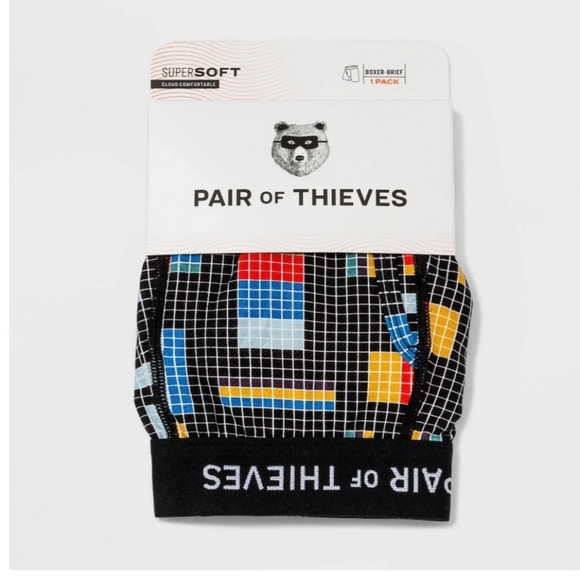 PAIR of THIEVES Super Soft Boxer Brief Size S NWT Multi Color Pattern BG2853 - Picture 1 of 7